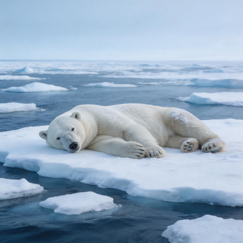 北极熊卧冰休憩图片