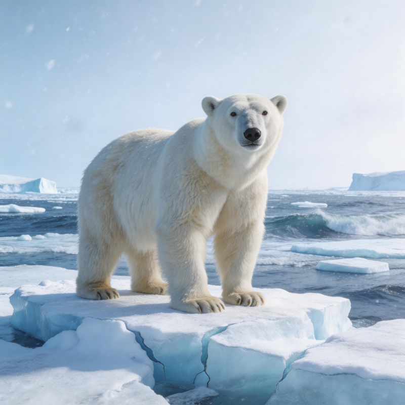 北极熊立冰上图片