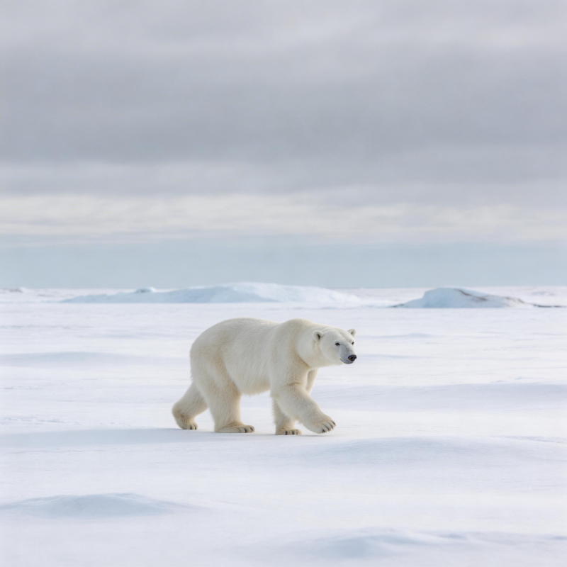 北极熊雪原行图片