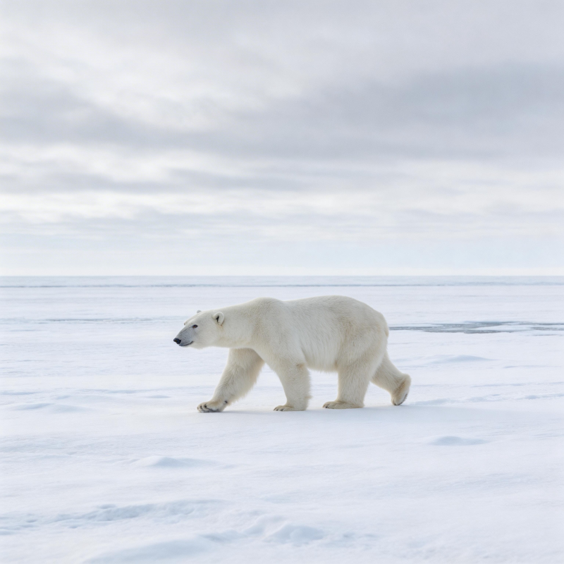 北极熊雪原独行图片