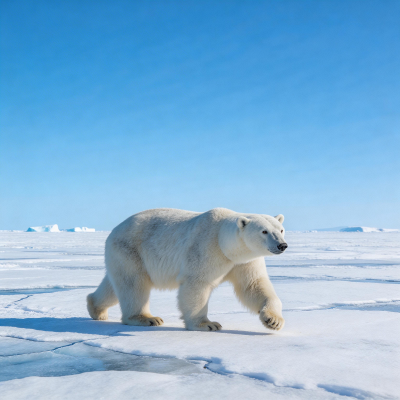 北极熊雪地行图片
