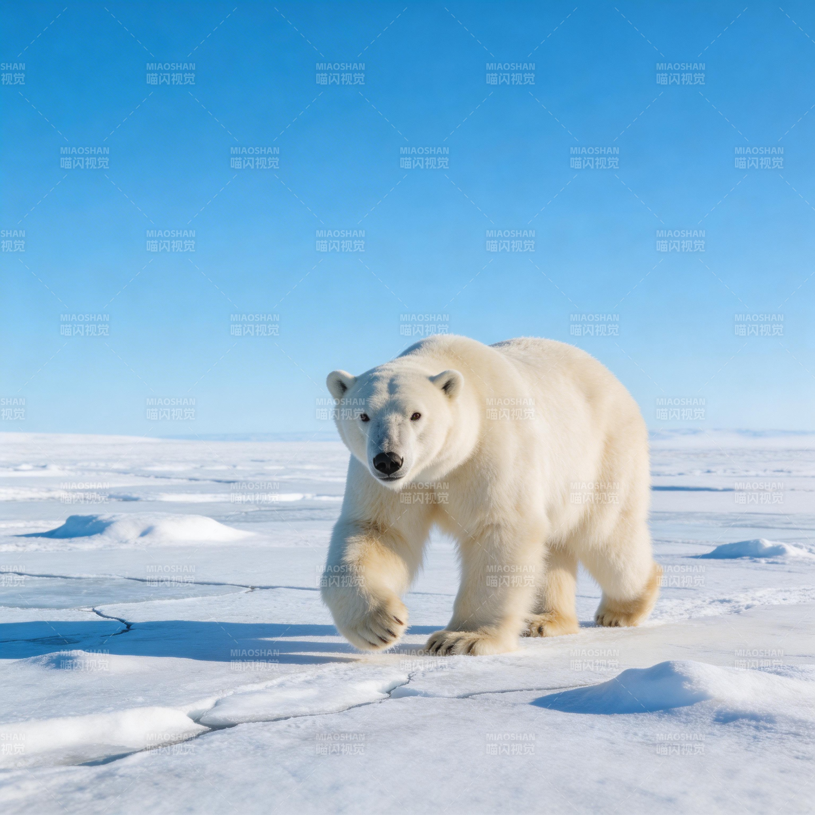 北极熊雪原行图片