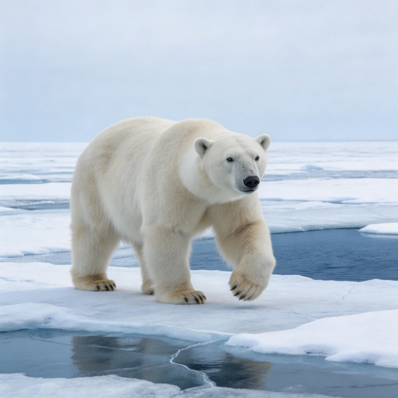 北极熊踏冰前行图片