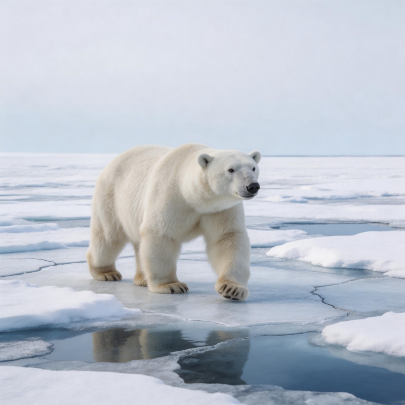 北极熊踏冰前行图片