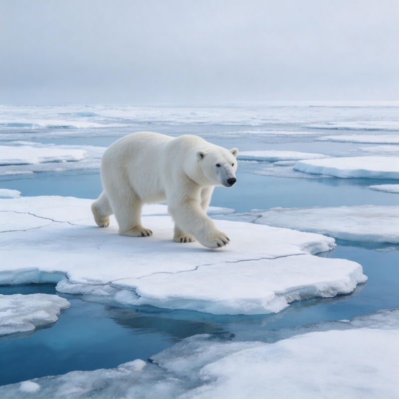 北极熊踏冰前行图片