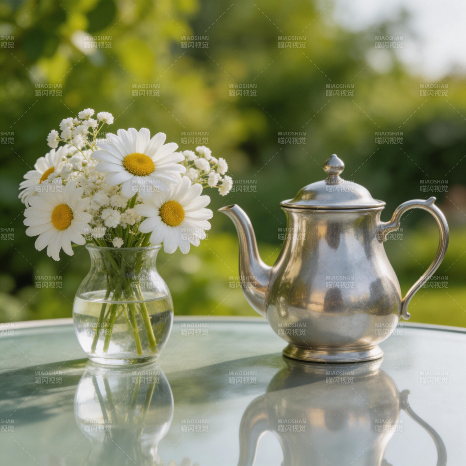 花与茶壶静谧时光图片