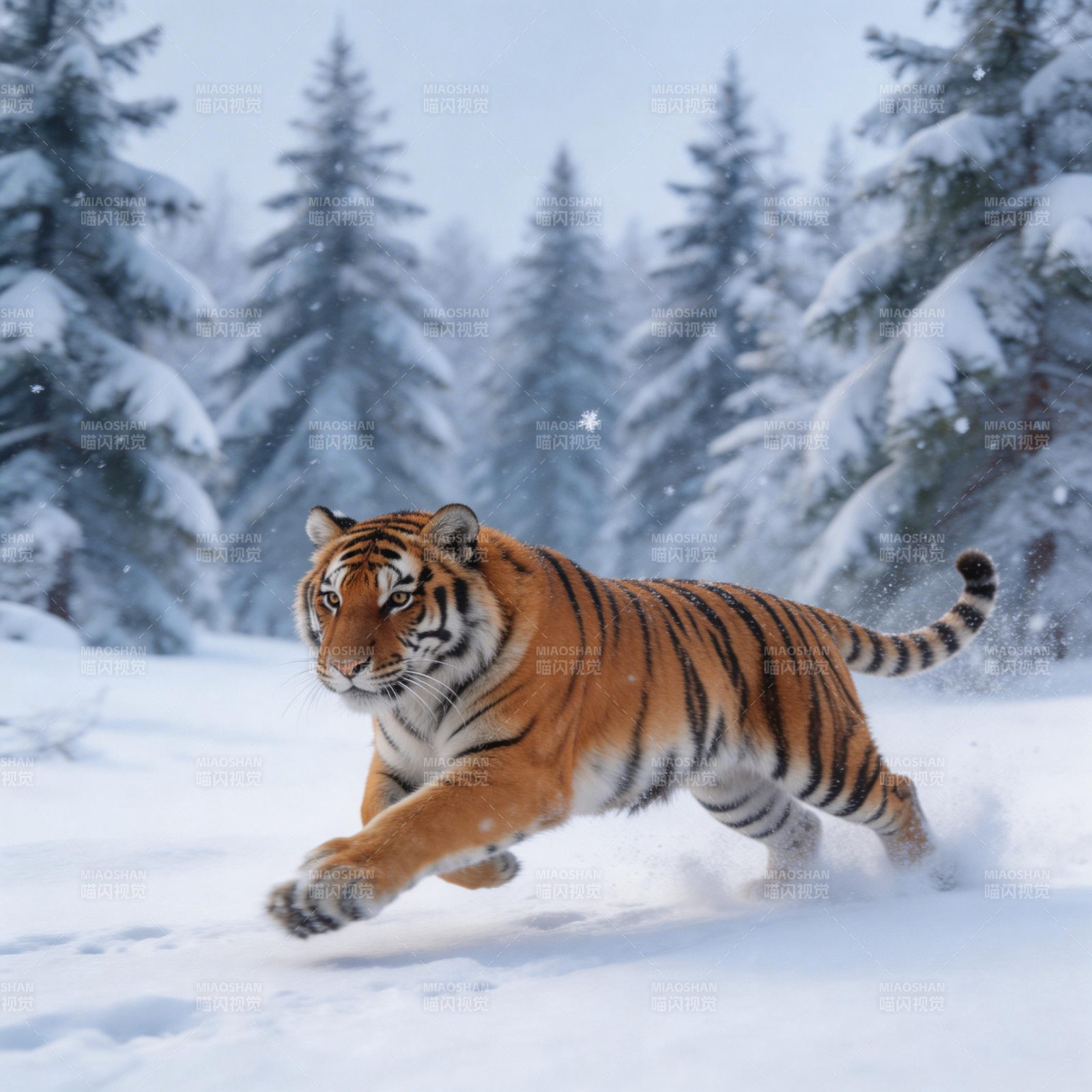 雪地虎啸图片
