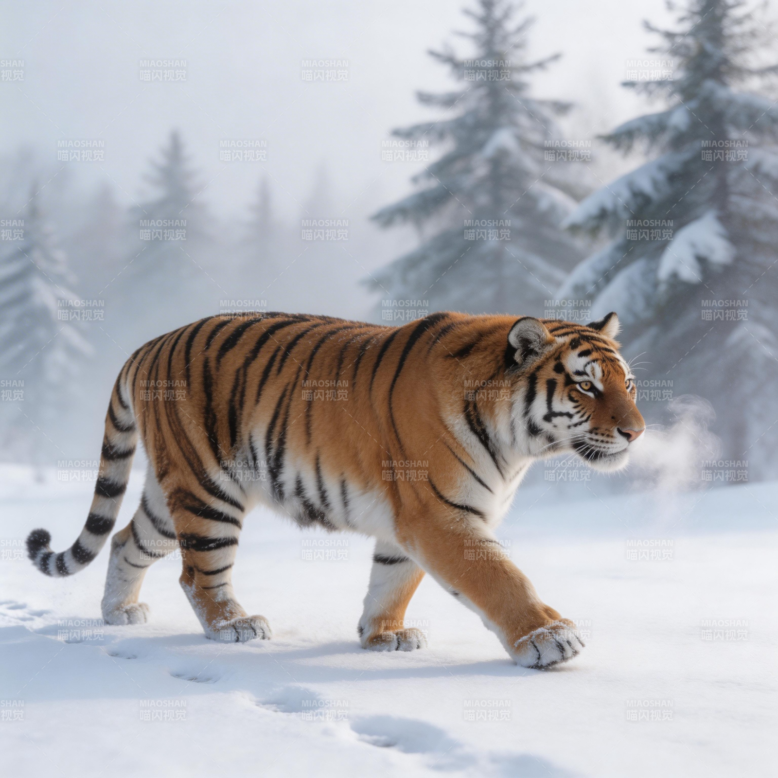 雪原虎行图片
