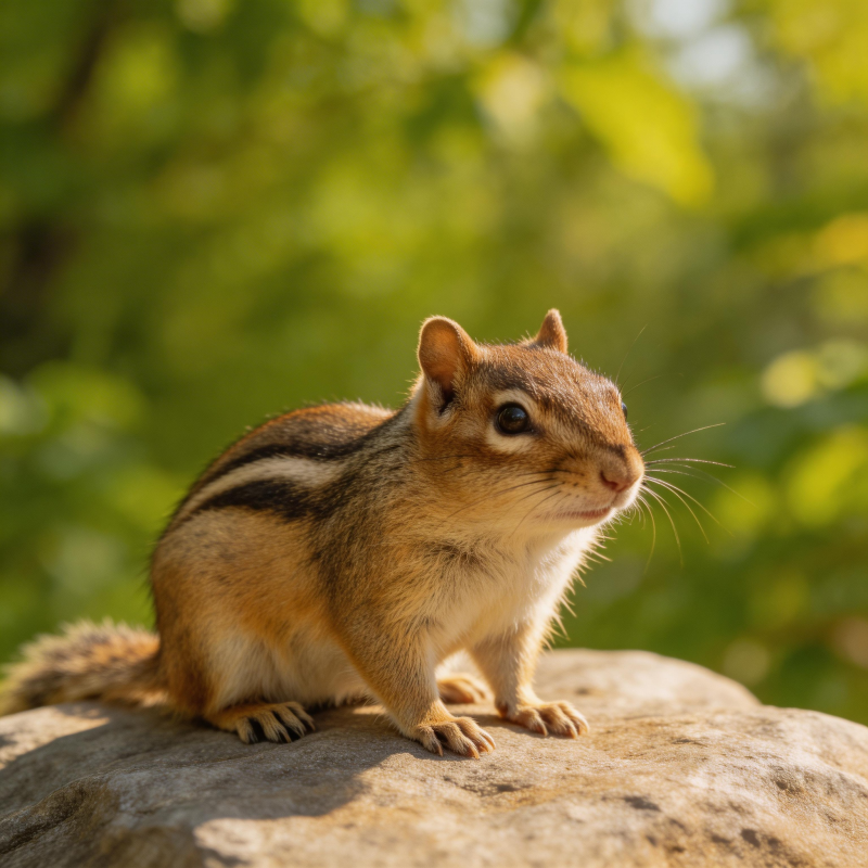 松鼠静坐岩石上图片