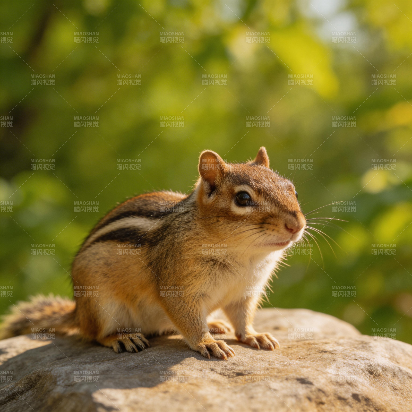 松鼠静坐岩石上图片
