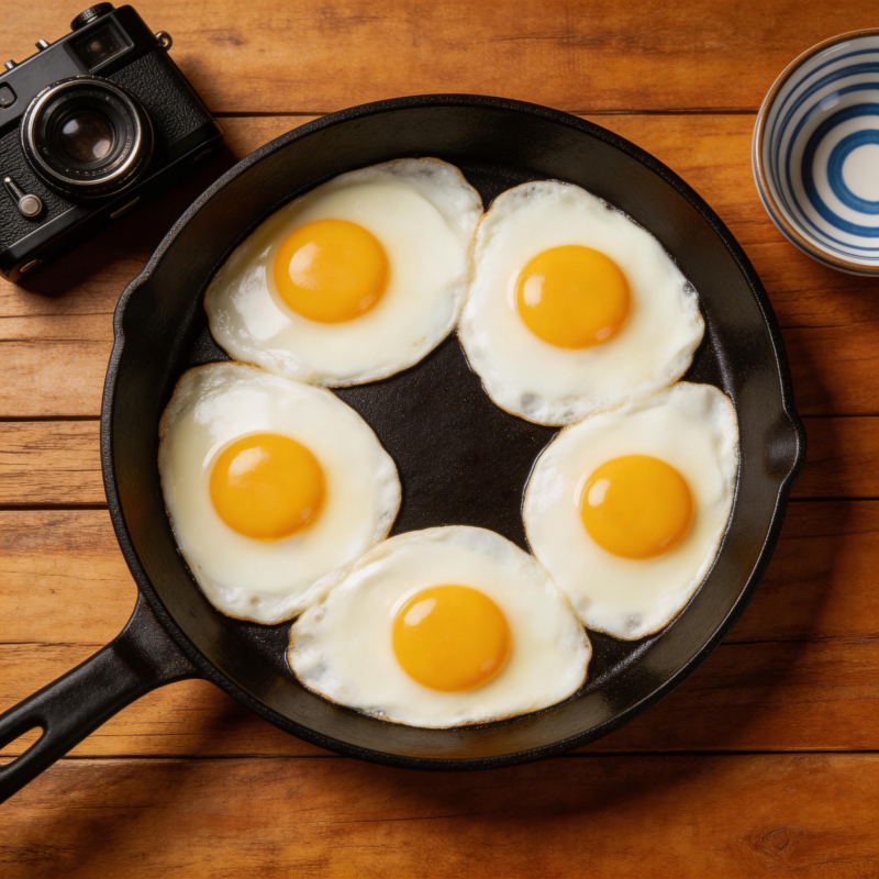 煎蛋五颗 金黄诱人图片