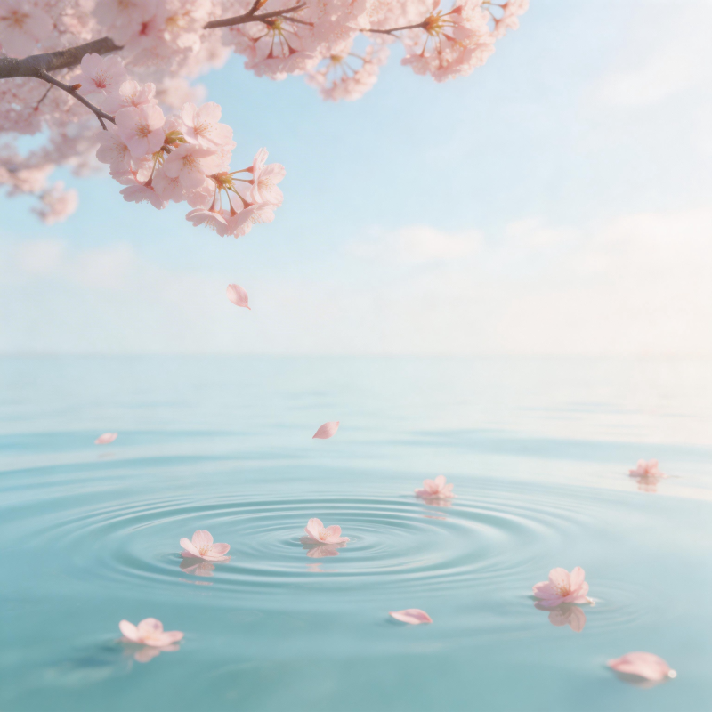 樱花落水 涟漪轻荡图片
