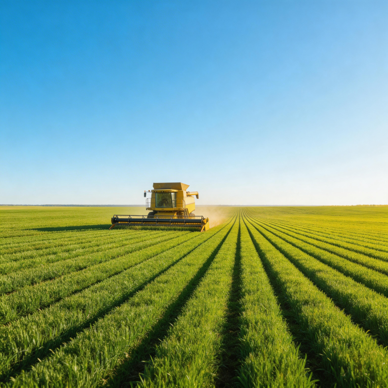 麦田收割机作业图片