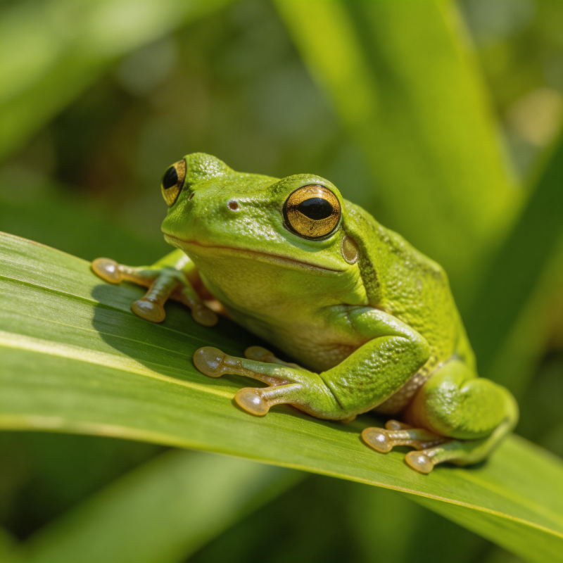 绿蛙栖叶图片