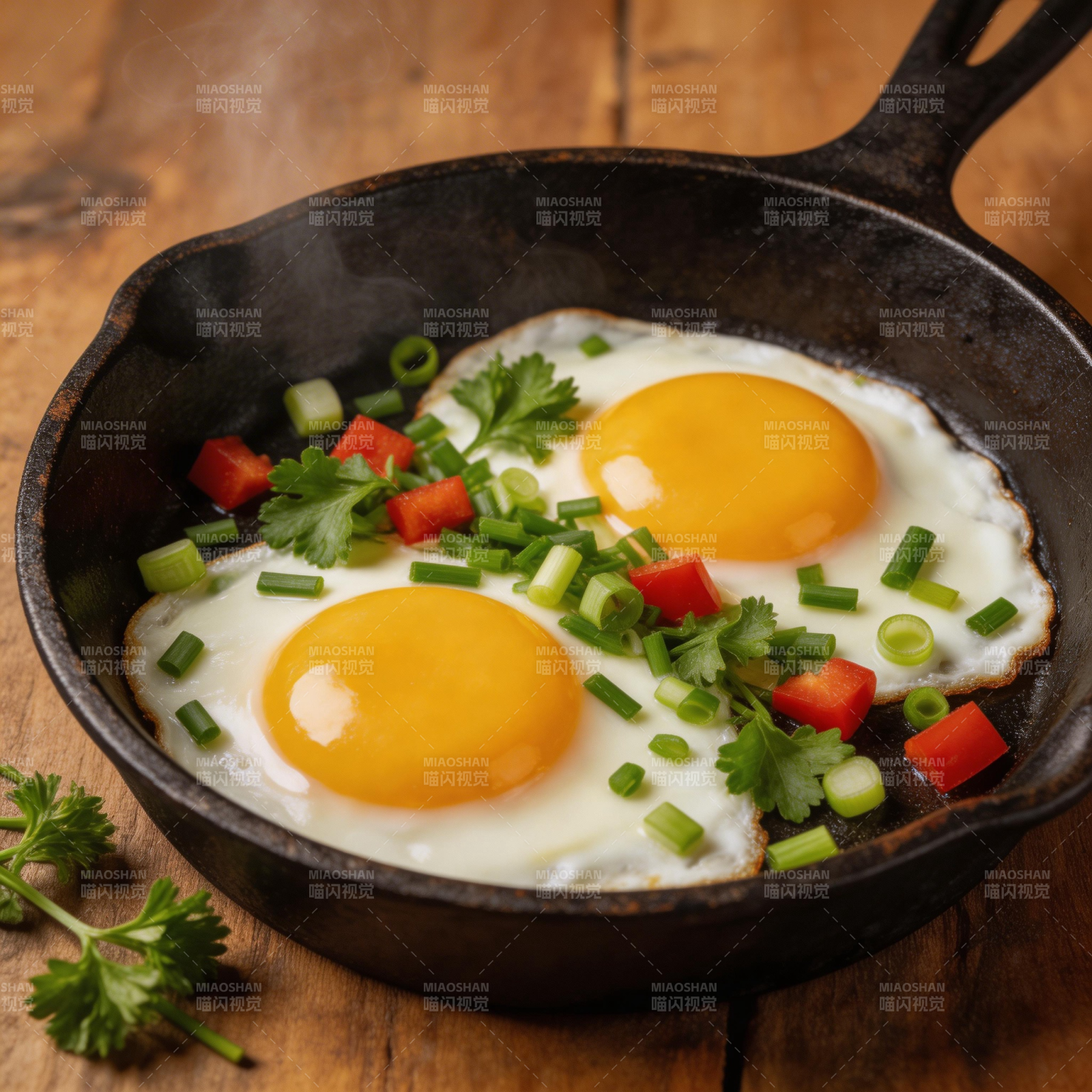 煎蛋配香菜葱花图片