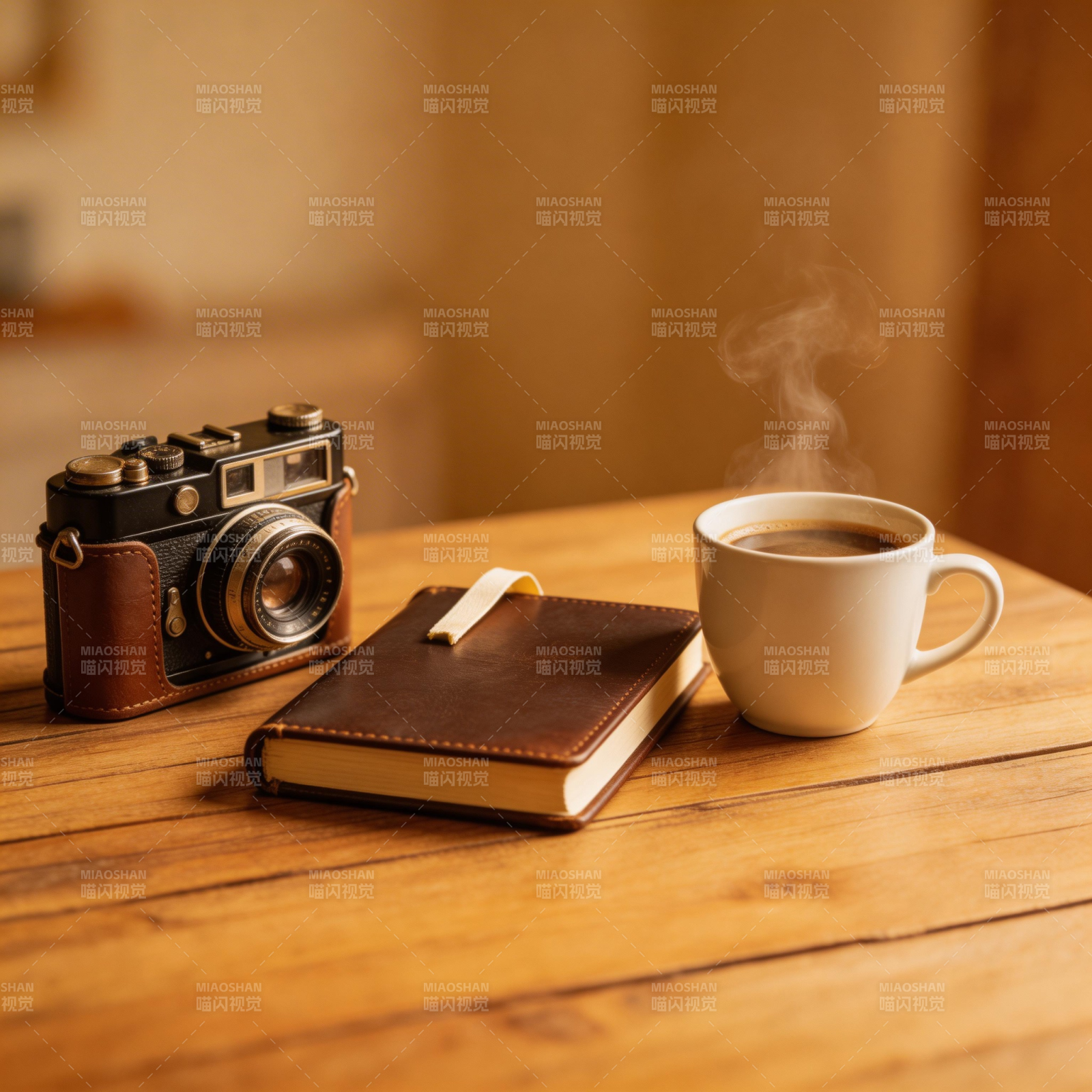 咖啡书香与旧相机图片