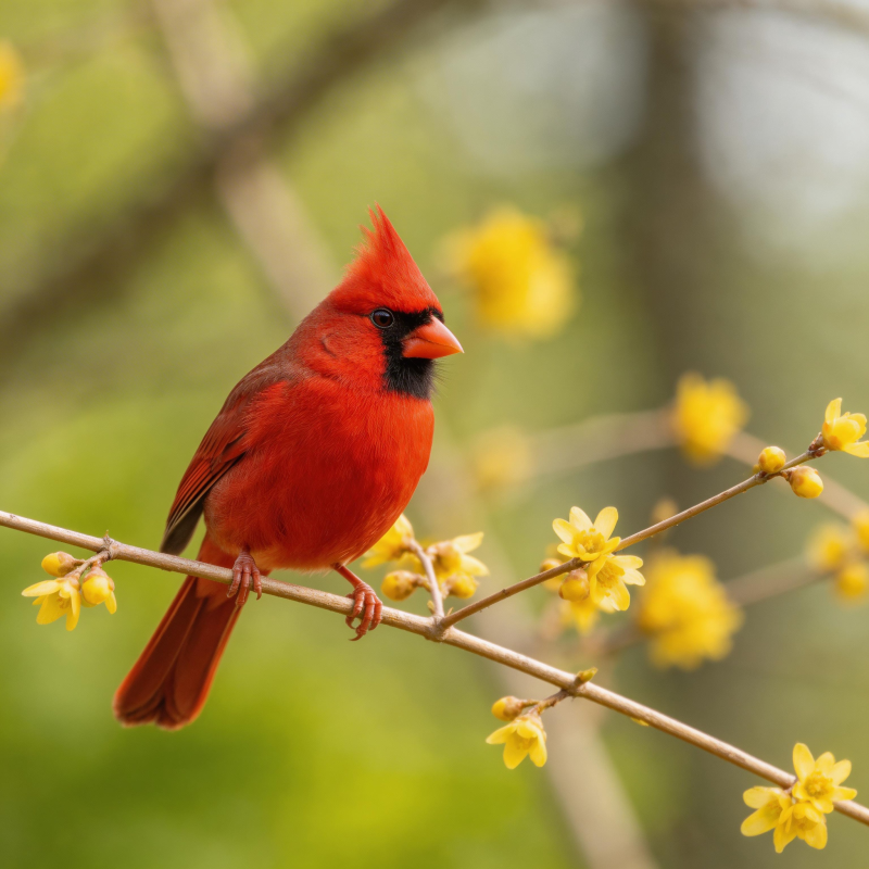 红雀栖枝花间图片