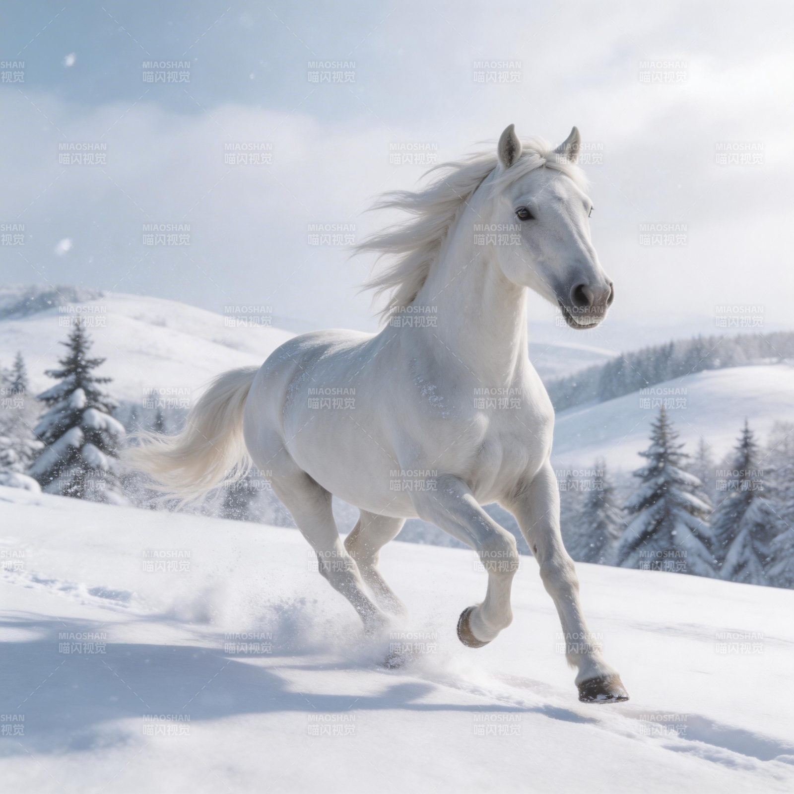 雪原奔马图片