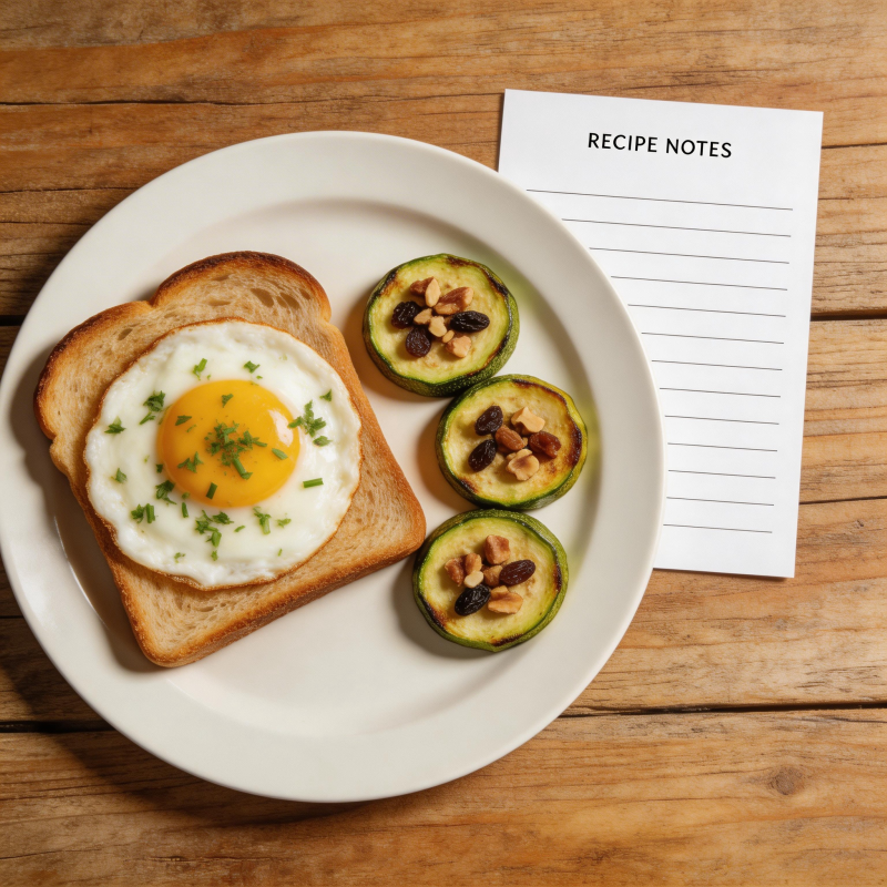 煎蛋吐司配烤西葫芦图片