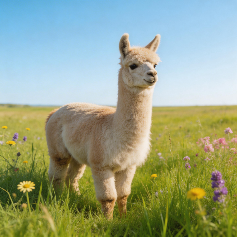 草地上可爱的羊驼图片