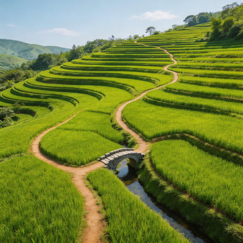 梯田绿意盎然图片