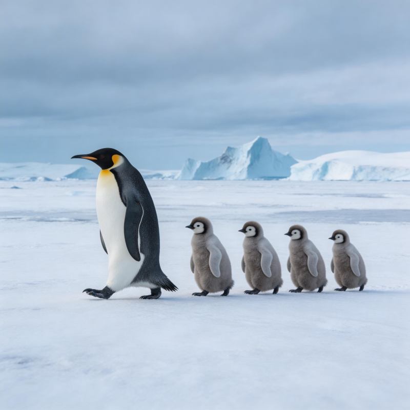 企鹅带娃行冰原图片