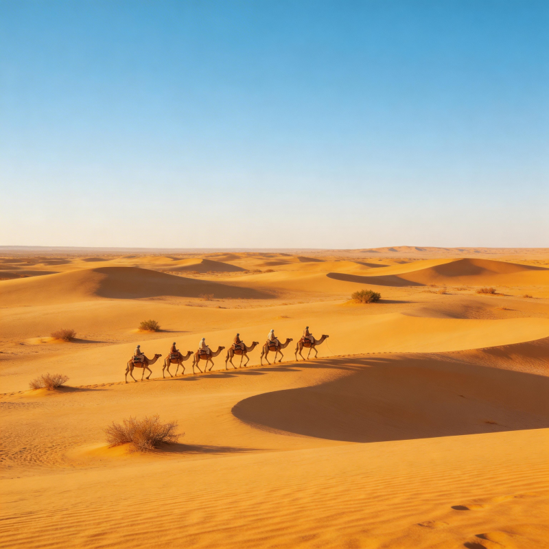 沙漠驼队行图片