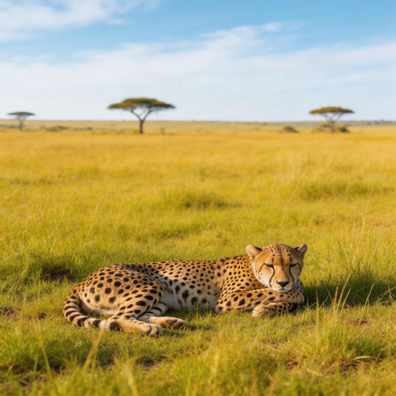 草原上的猎豹静卧图片