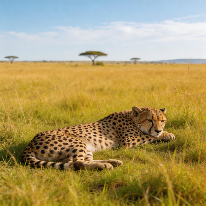 草原上的猎豹静卧图片