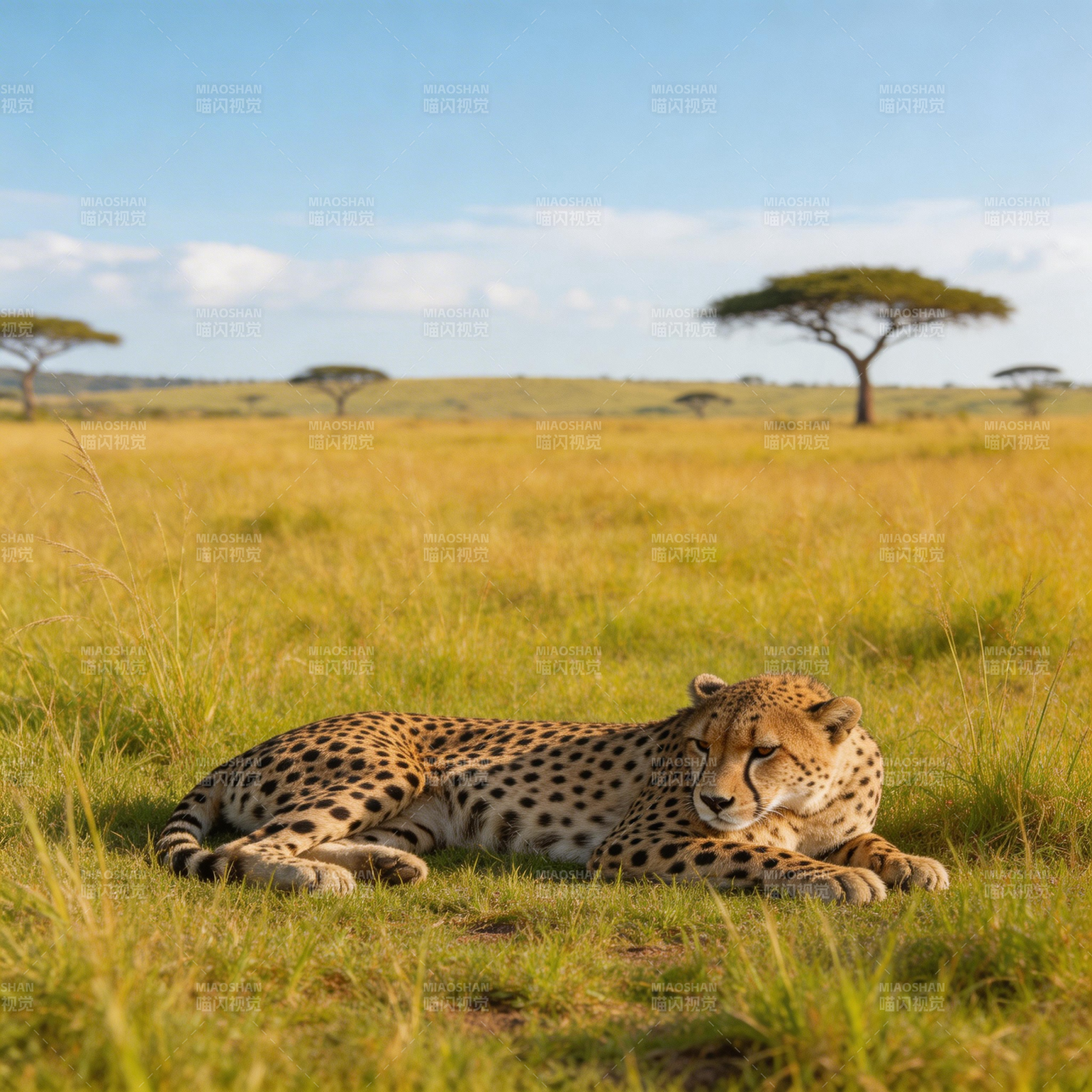 草原上的猎豹静卧图片