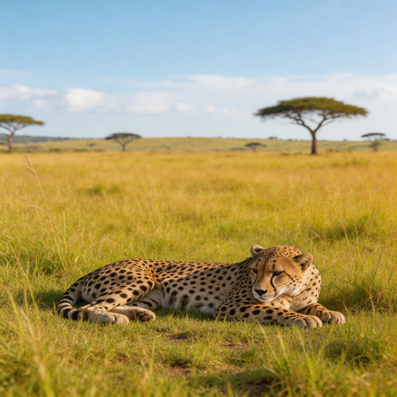 草原上的猎豹静卧图片