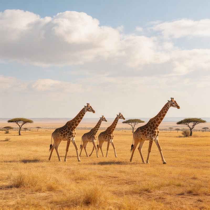 草原上的长颈鹿群图片