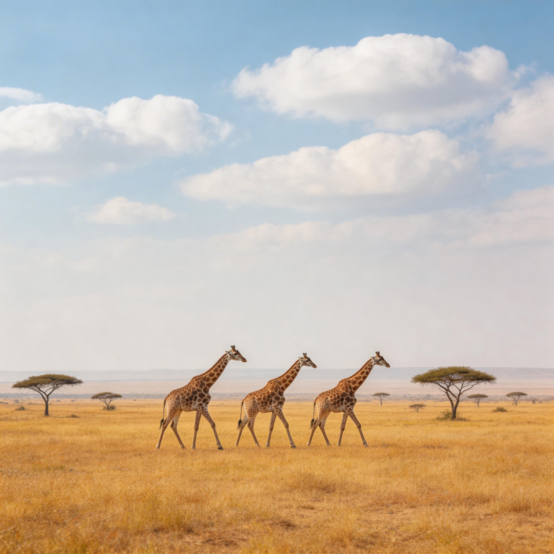 草原上的长颈鹿群图片