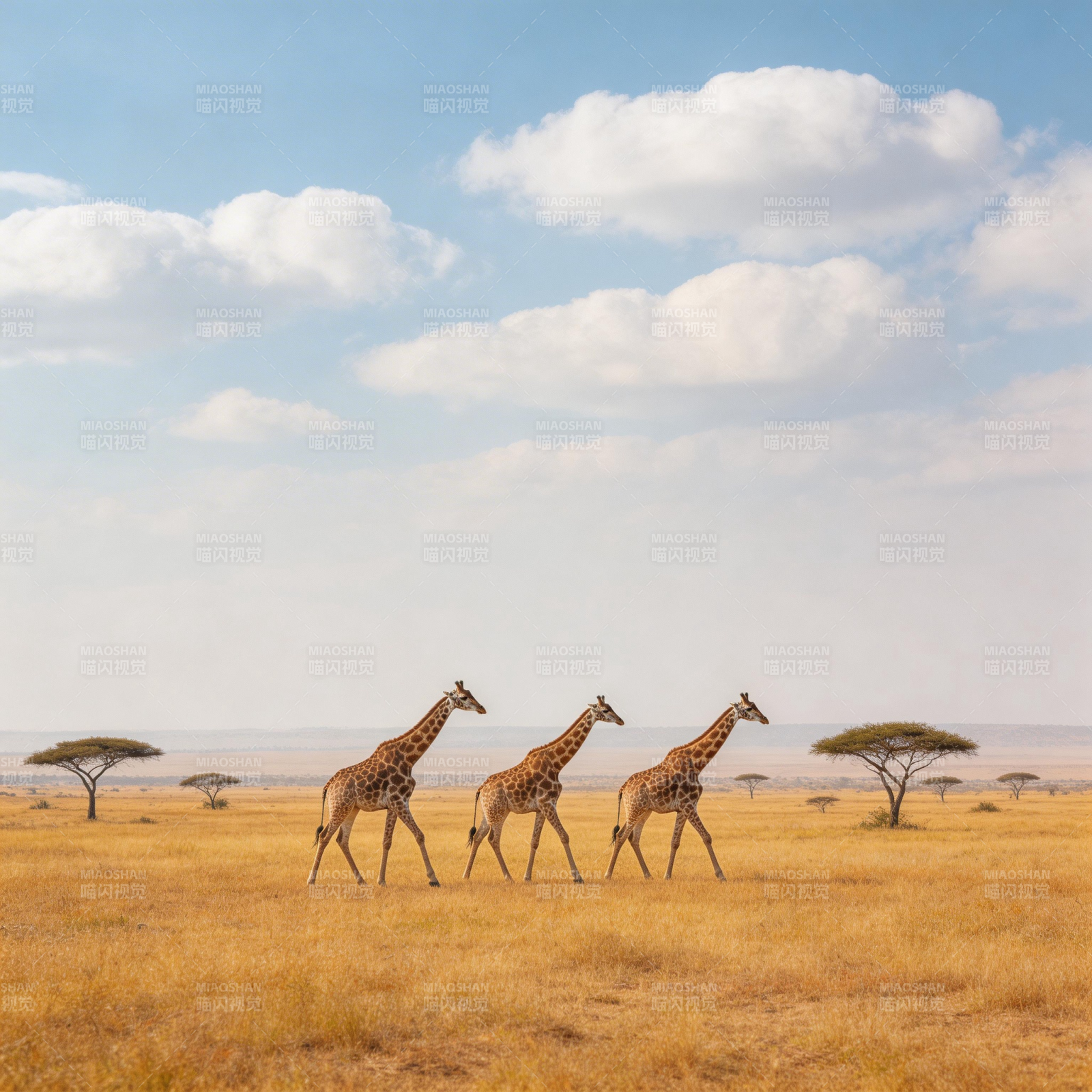 草原上的长颈鹿群图片