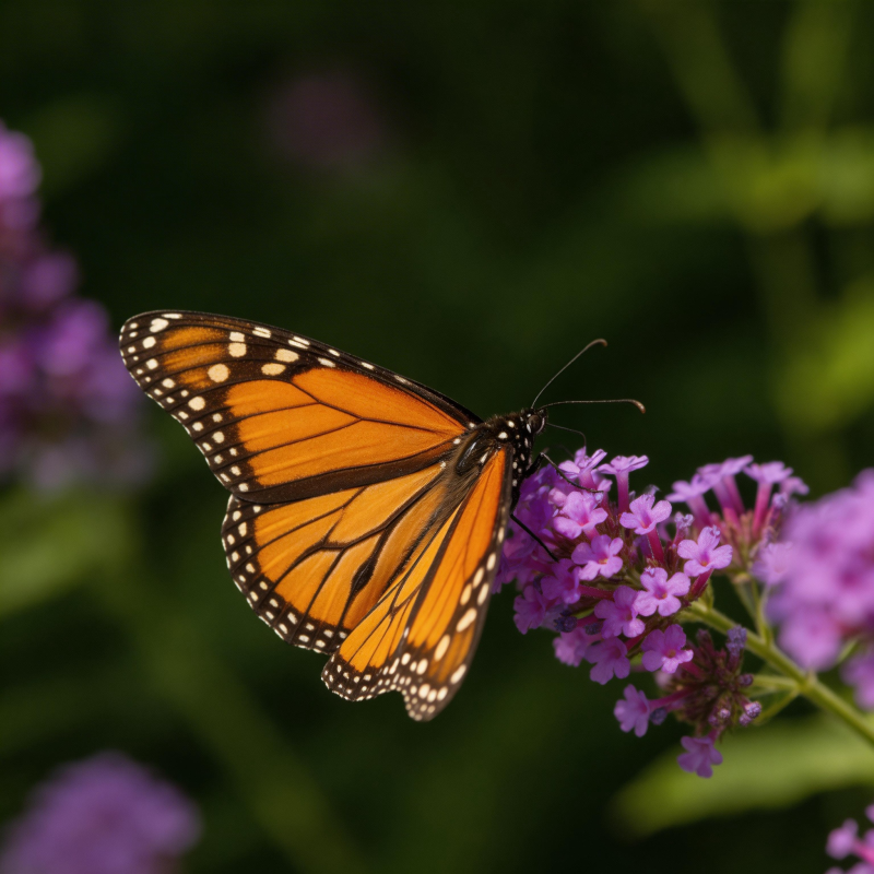 帝王蝶栖花丛图片