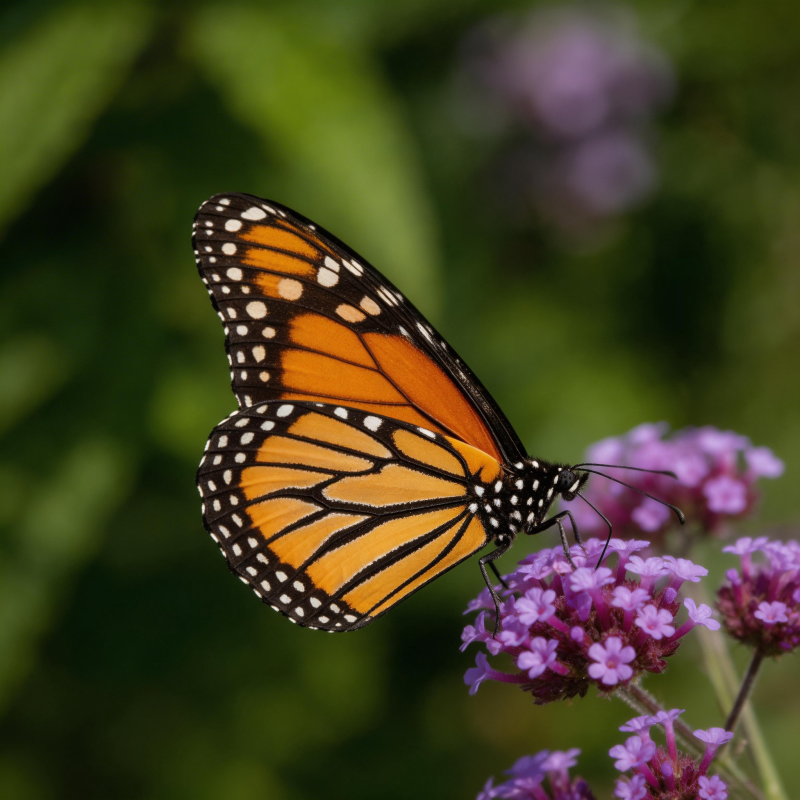帝王蝶栖花丛图片