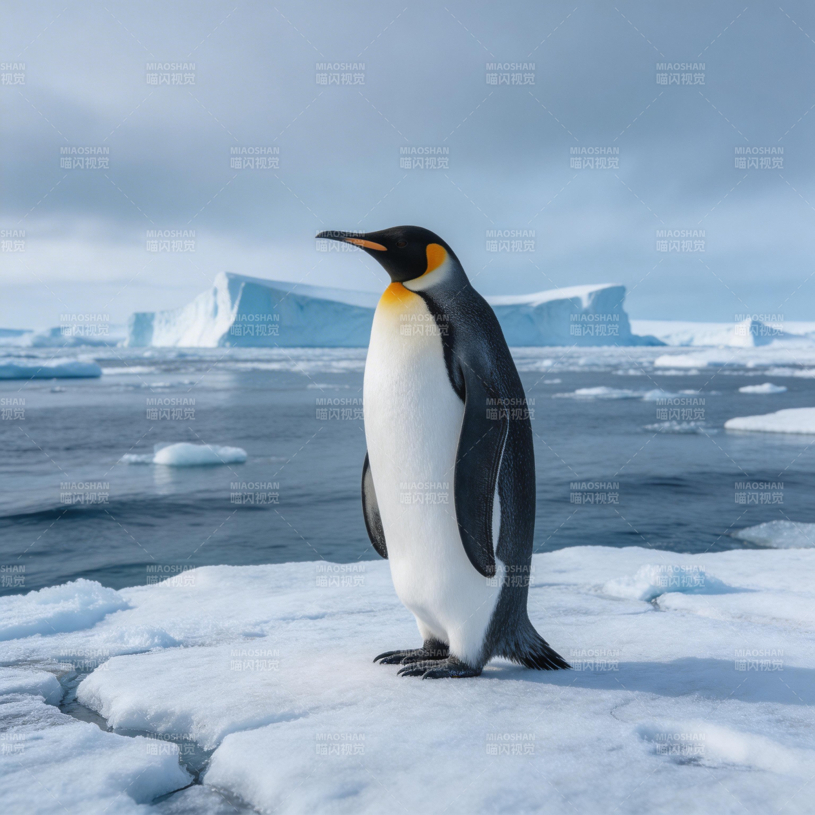 企鹅立冰原图片