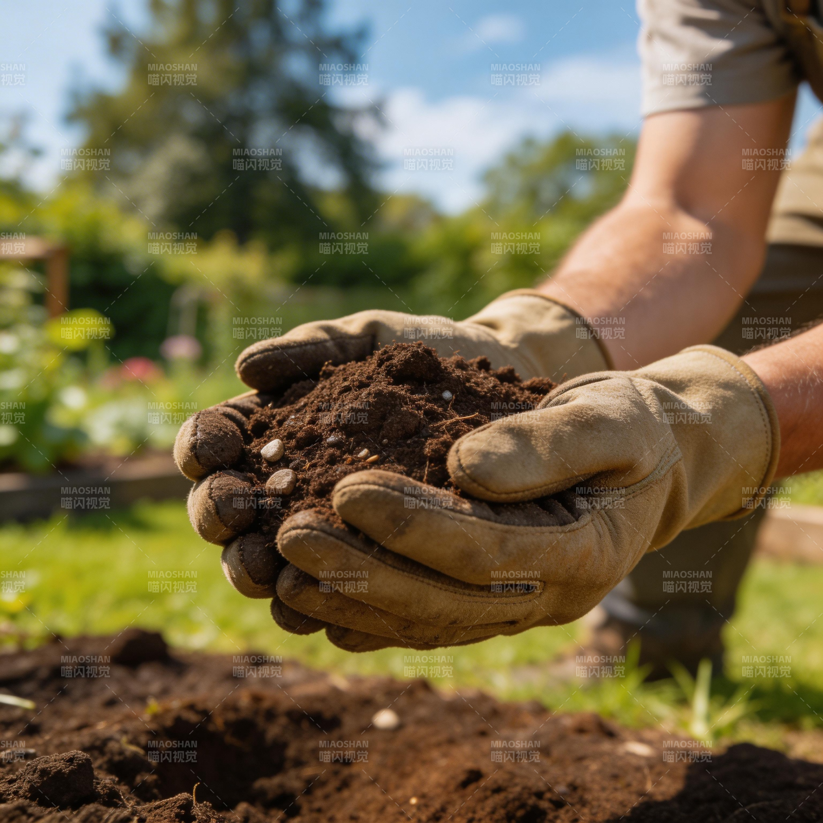 园艺之手捧泥土图片