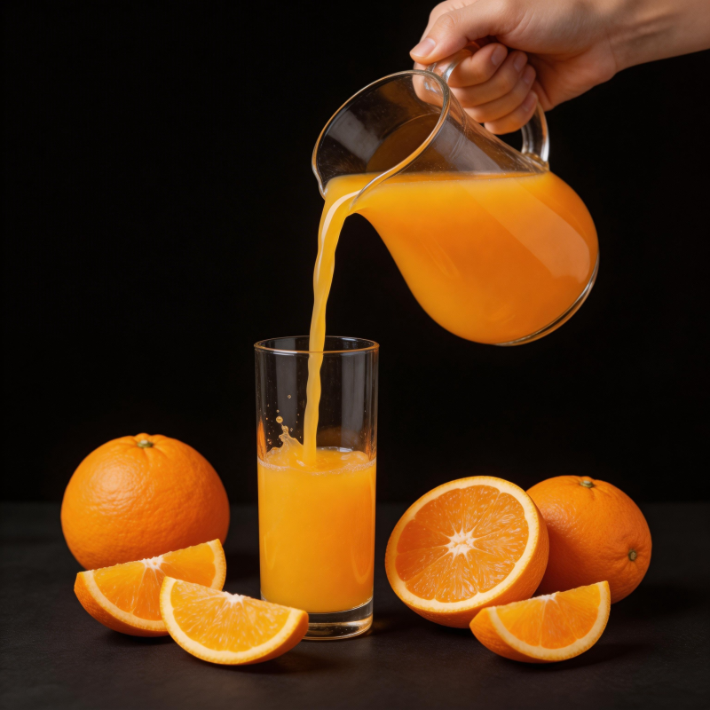 鲜橙汁倒入杯中图片