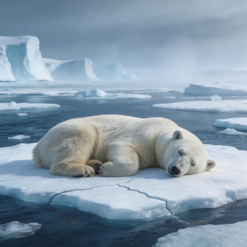 北极熊静卧冰原图片