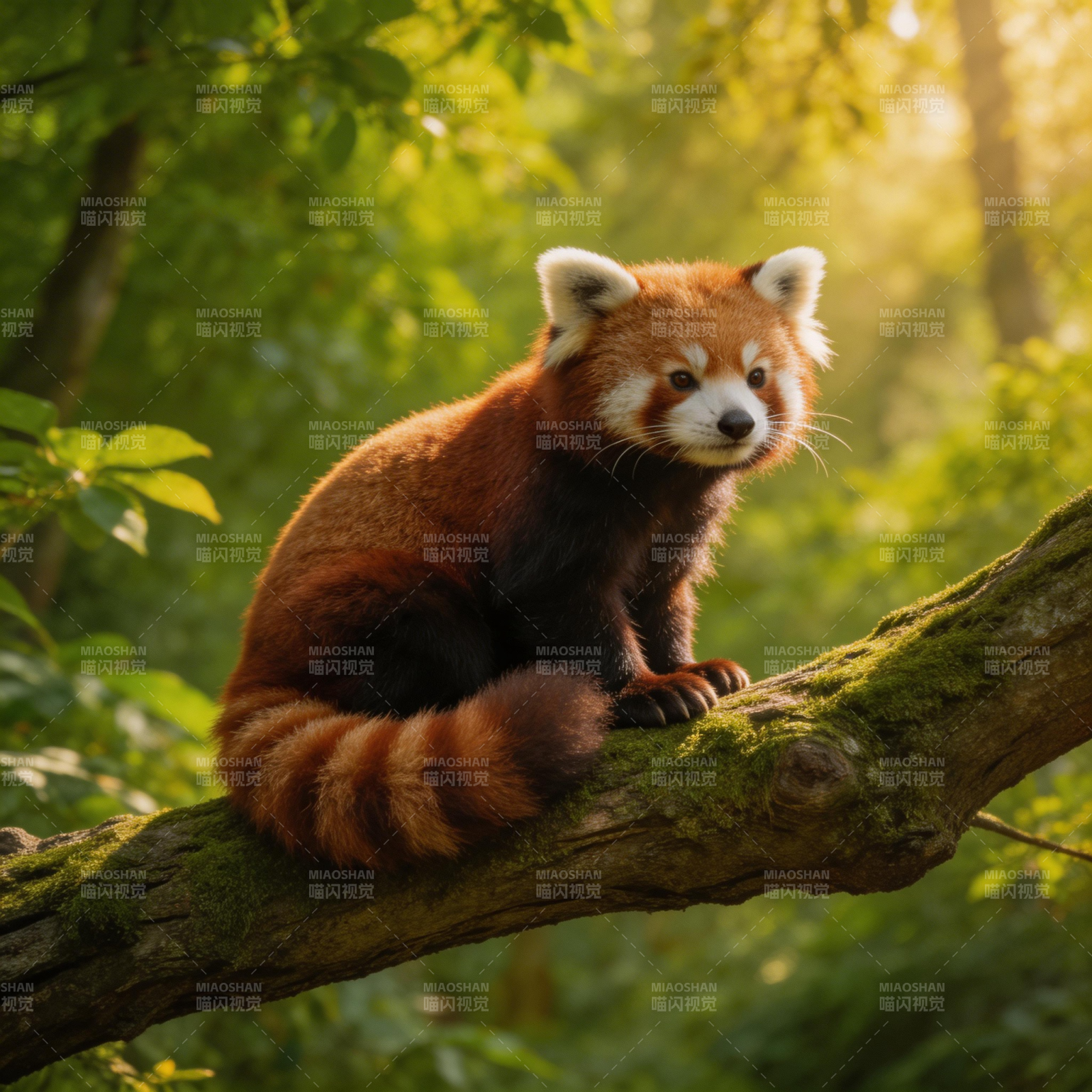 红熊猫栖息树梢图片