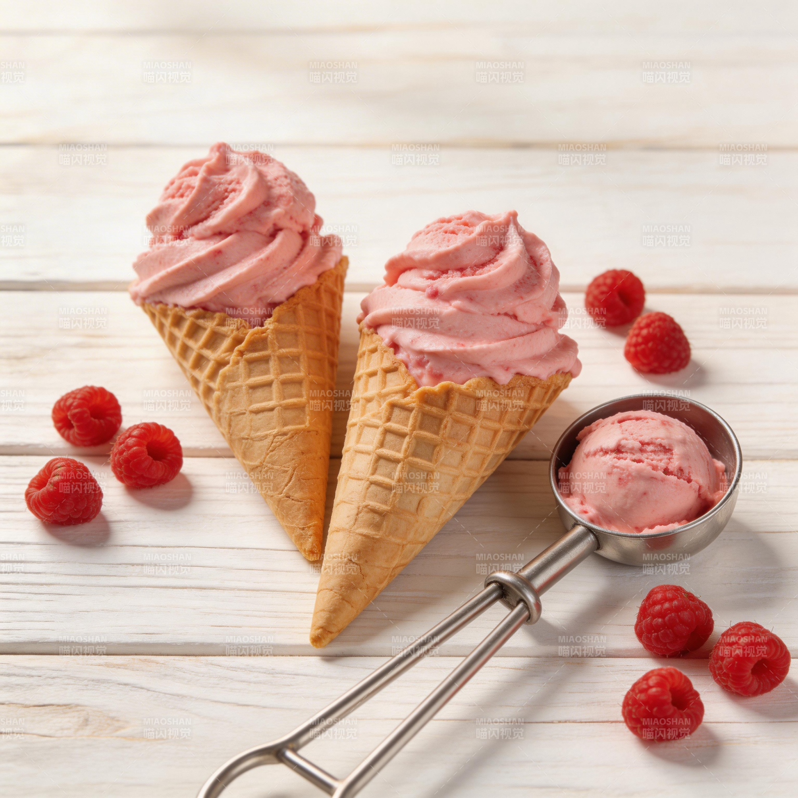草莓冰淇淋甜筒图片