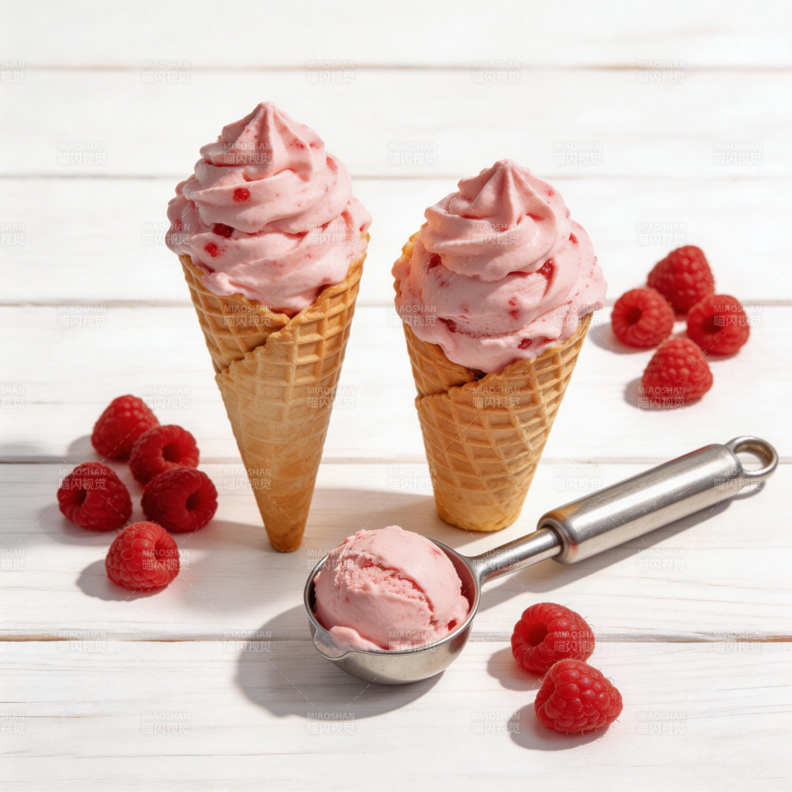 覆盆子冰淇淋图片