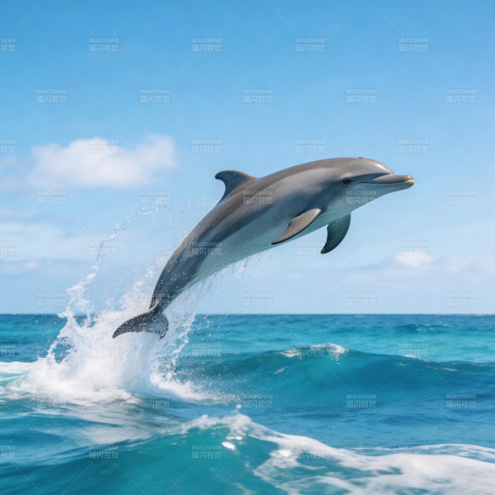 海豚跃出碧海图片