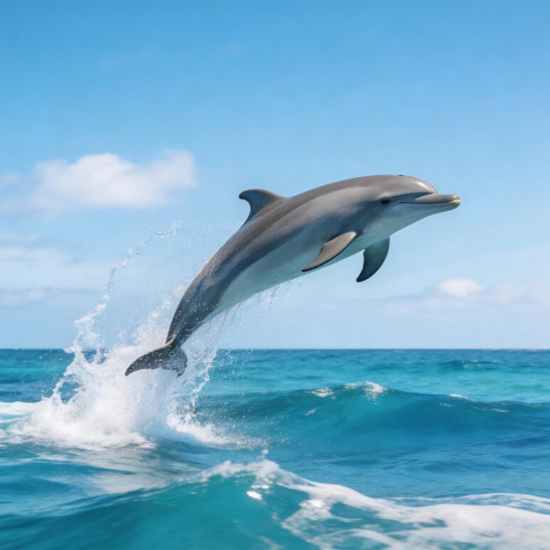 海豚跃出碧海图片