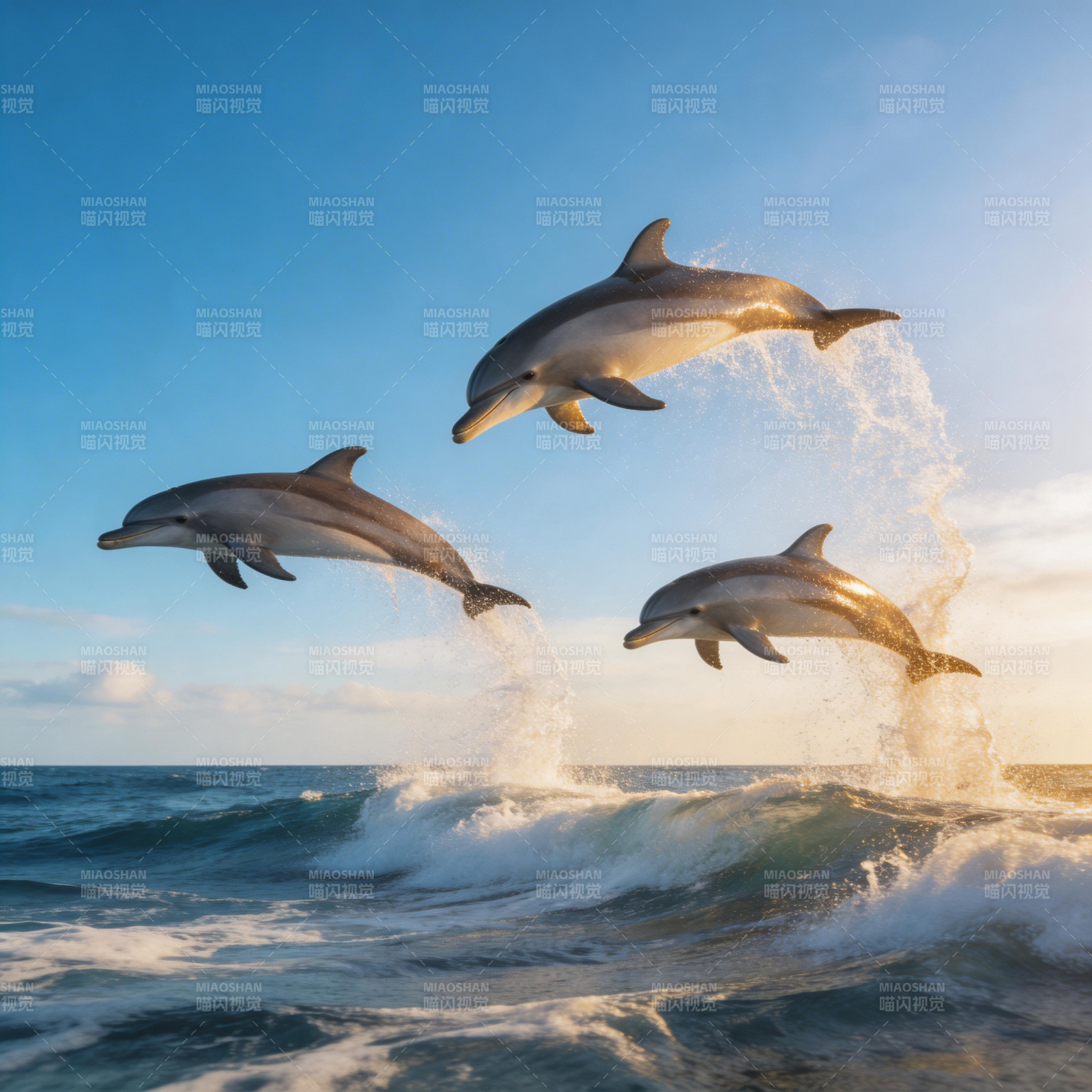 海豚跃浪图片