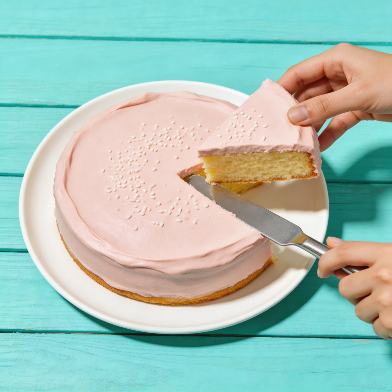 粉色蛋糕切片图片