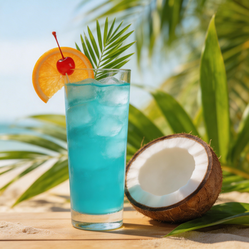 热带椰林蓝饮图片