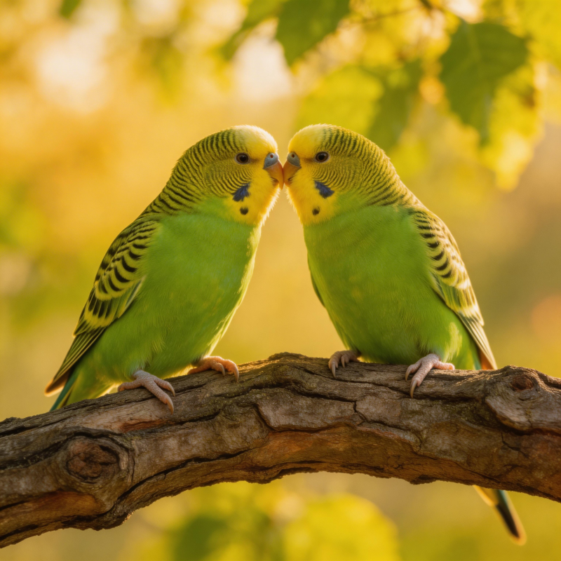 绿鹦鹉亲吻枝头图片