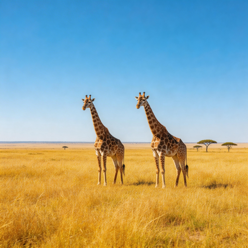 草原双 giraffe图片